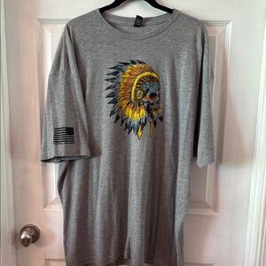 Gray and Yellow Short Sleeve Tee with Headdress Design